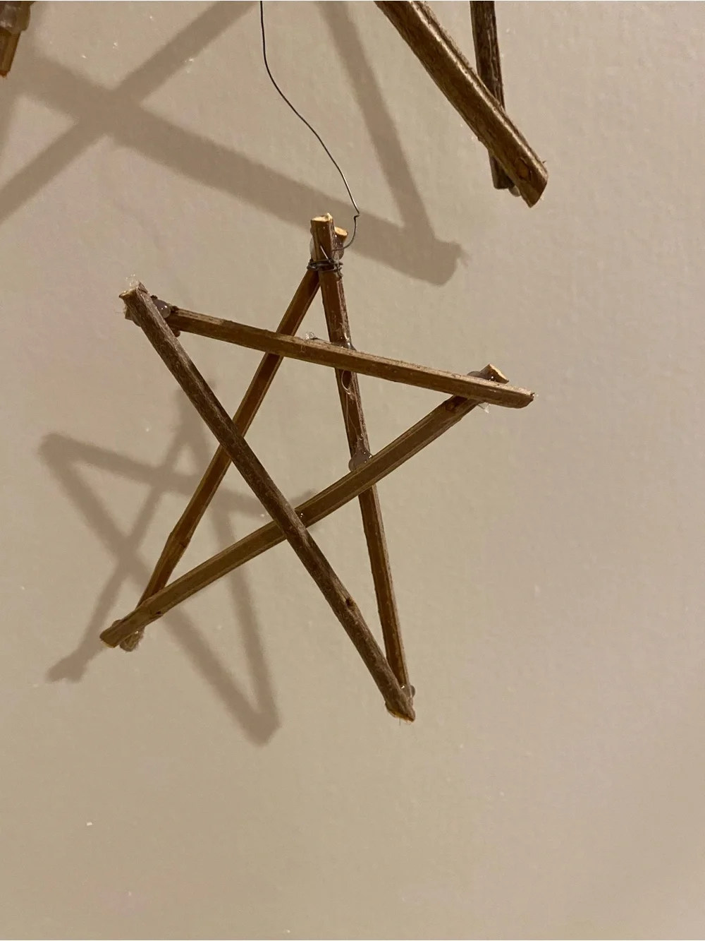 Rustic Brown Twig Star Wall Hanging - Home Wall Decor set of 3 stars